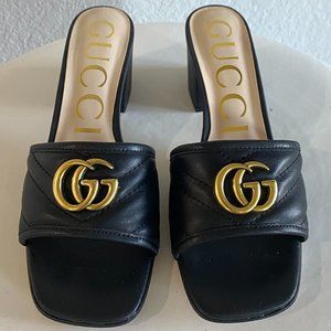 GUCCI Marmont GG Matelasse Jolie Sandals Slides Mules | Black 39 (EU)